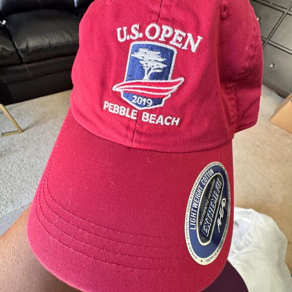 2019 U.S. Open Pebble Beach Golf Cap Red AHEAD Extreme Fit Lightweight Cotton - Picture 2 of 8